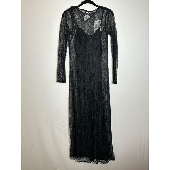 Zara Whimsigoth Black Lace Maxi Dress Size XS - Picture 1 of 6